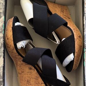 Black and White Wedge Sandals